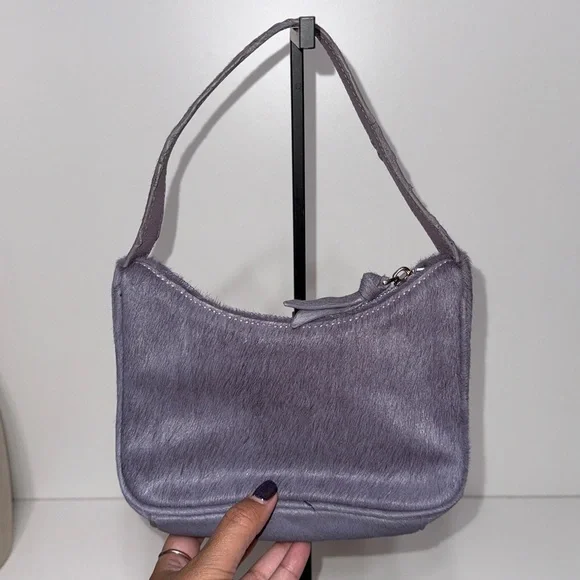 Brandon Blackwood Lavender Purple Pony Hair Shoulder Syl Bag - Picture 3 of 17